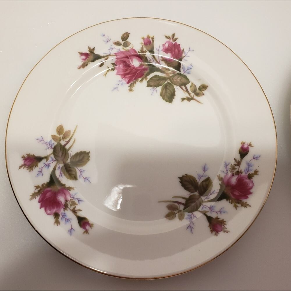 Celebrate Japan Moss‎ Rose China 2 dessert plates gold edging
